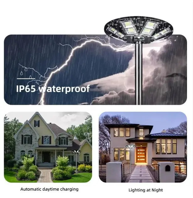 Poteau solaire ajustable et Lampe solaire à LED étanche - Lampadaire idéal pour un grand jardin ou à proximité d&