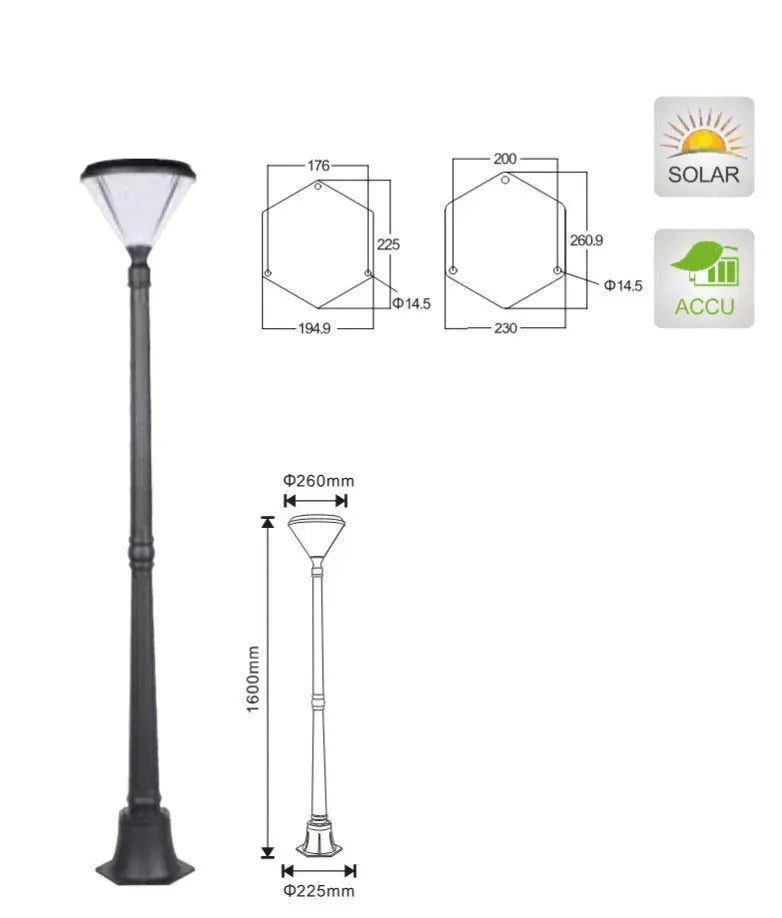 Poteau Solaire 1,60m Style Retro -11